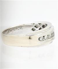 14K 8.9g Solid White Gold Diamond Channel Beaded Wedding Band Men Ring Size-10.5